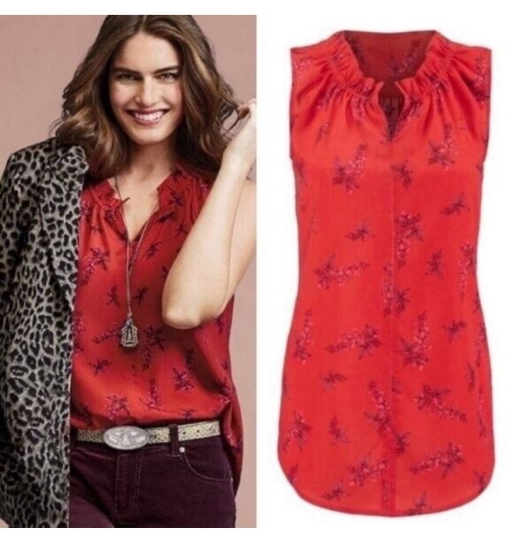 Cabi 5222 Red Floral top size S